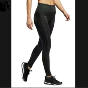 Adidas women 3 stripe tight gray black full length legging small